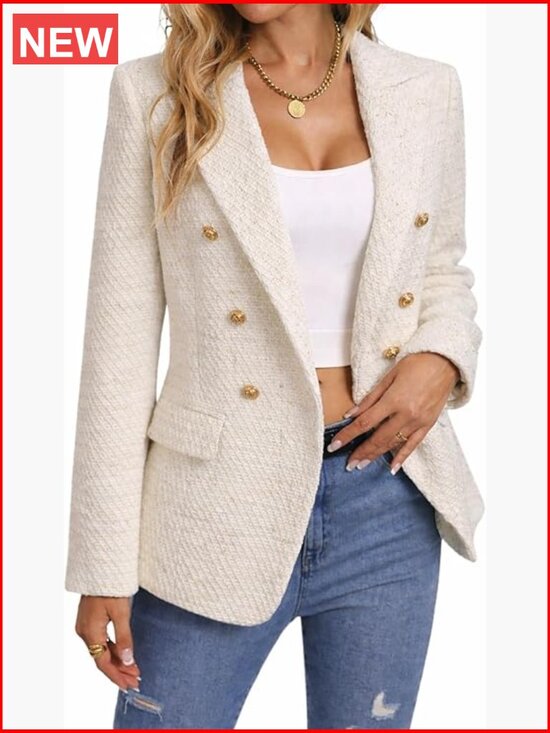 Jackets & Blazers - Tweed Plaid Blazer Jacket Fully Lined Business Casual Work Coat